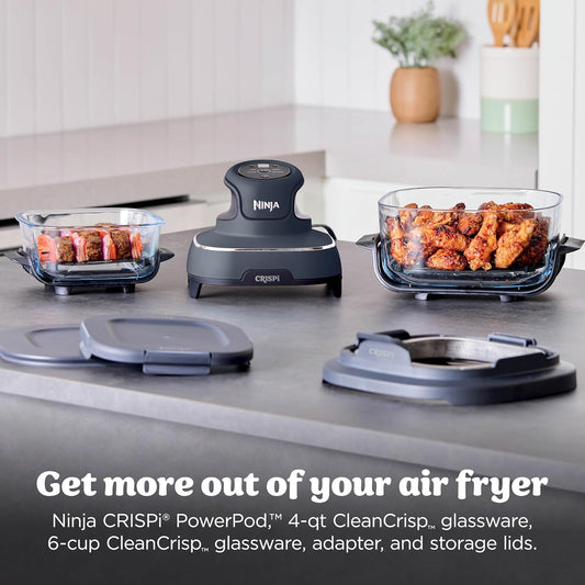 New Ninja Crispi 4 - in - 1 Glass Air Fryer (Cyberspace Gray) - Kidsy