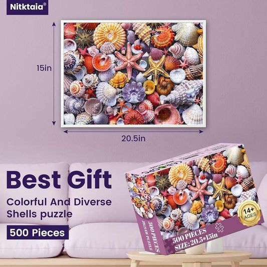 New Nitktaia 500 Pieces Jigsaw Puzzles for Adults Colorful Beach Shells Puzzle - Kidsy