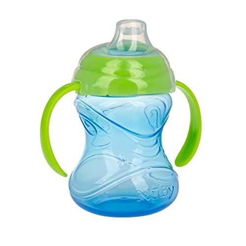 New Nuby Clik - It Grip N’ Sip Sippy Cups, 10 oz (3 - Pack, Blue/Green/Red) - Kidsy