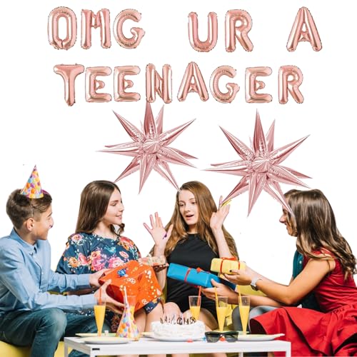New OMG Ur A Teenager Foil Balloon Banner (Rose Gold) - Kidsy