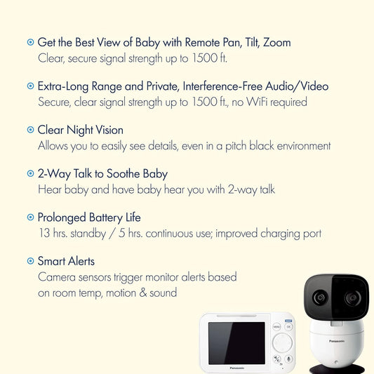 New Panasonic Baby Monitor with Camera and Audio, 3.5” Color Video - 1 Camera - KX - HN4101W (White) - Kidsy