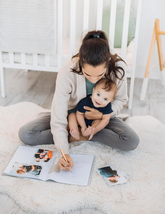 New Pearhead Linen Memory Book for Baby Boy or Girl (Gray Linen Baby Book) - Kidsy