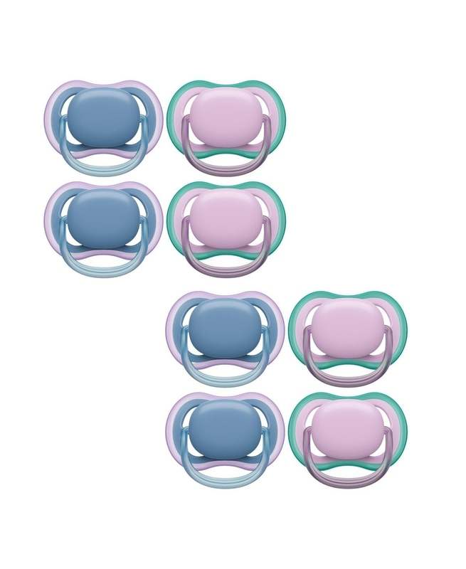 New Philips Avent Ultra Air Infant Pacifier 4 - Pack with Sterilizer Carry Case (blue hush / lush lilac) - Kidsy