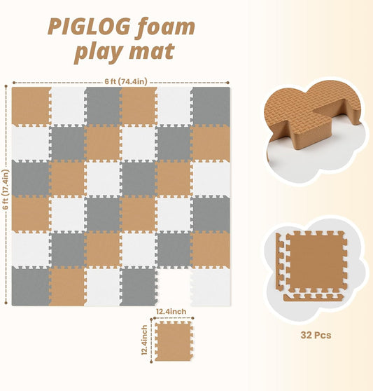 New PIGLOG 36Pcs Baby Play Mat for Floor (Classic) - Kidsy