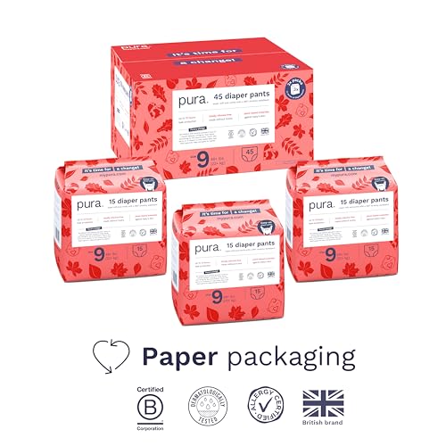 New Pura Size 9 Diaper Pants | 3 x 15 Diapers - 45 Total (48+lbs) - Kidsy