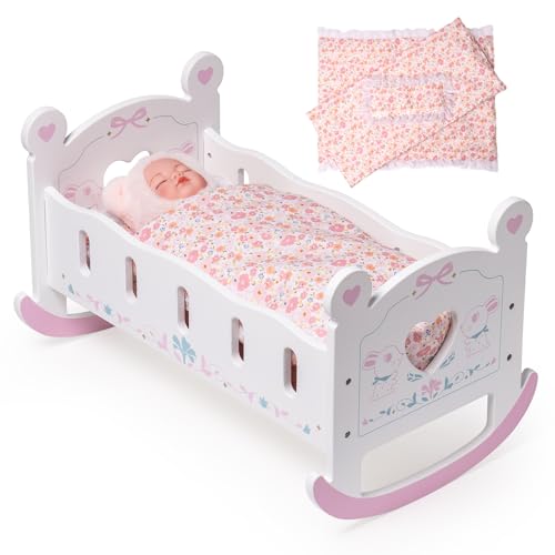 New ROBOTIME Wooden Doll Crib Set (Pink) - Kidsy