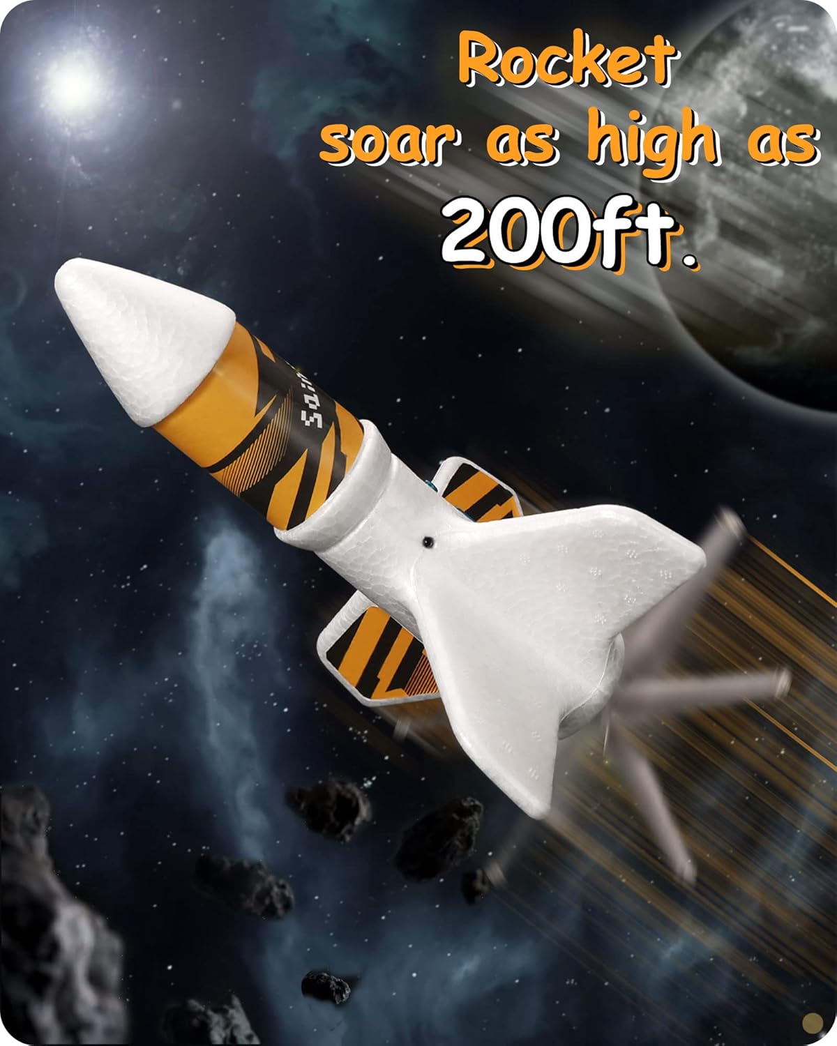 New SainSmart Jr. Motorized Rocket Launcher Toy 200 ft (White) - Kidsy