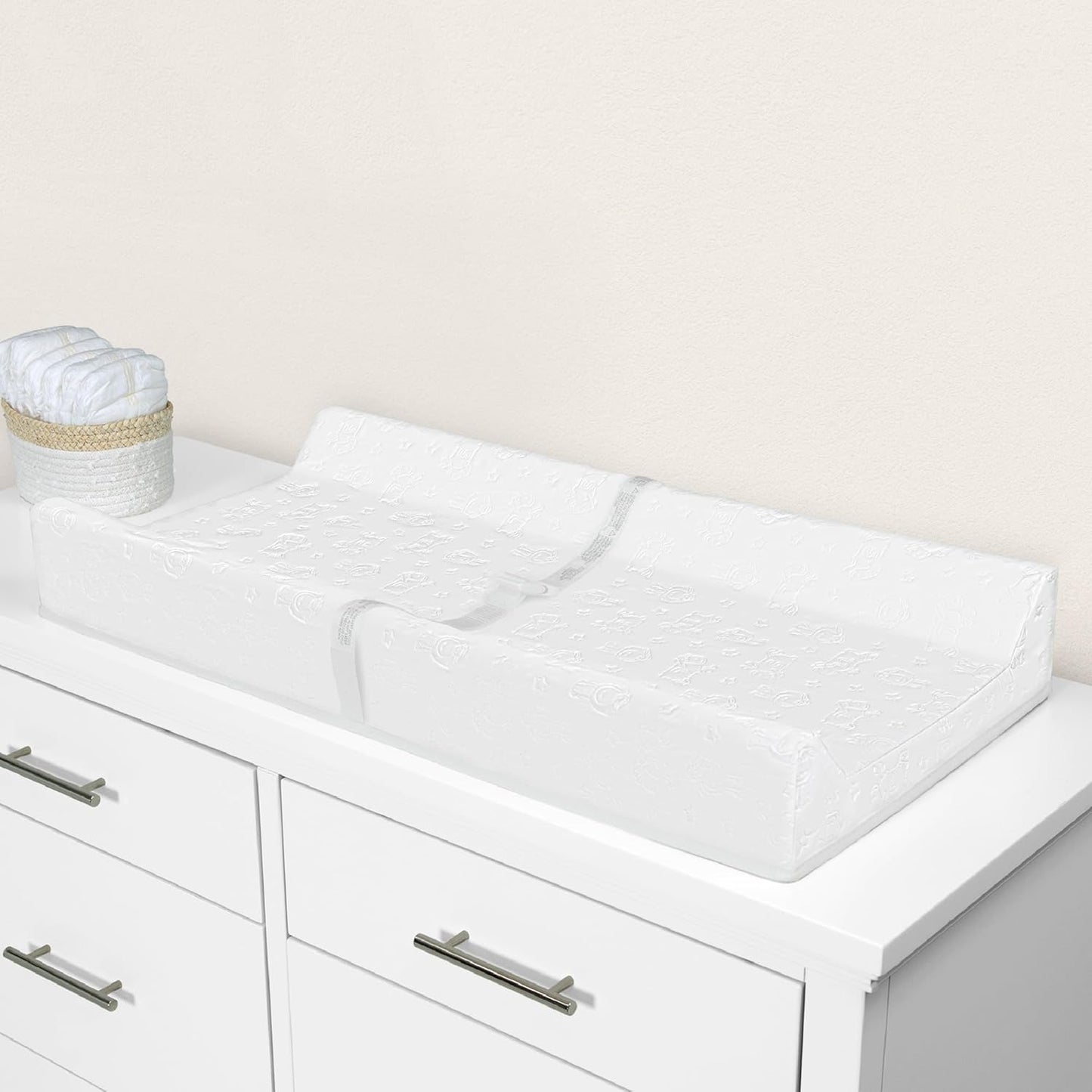 New Serta Foam Contoured Changing Pad with Waterproof Cover (White) - Kidsy