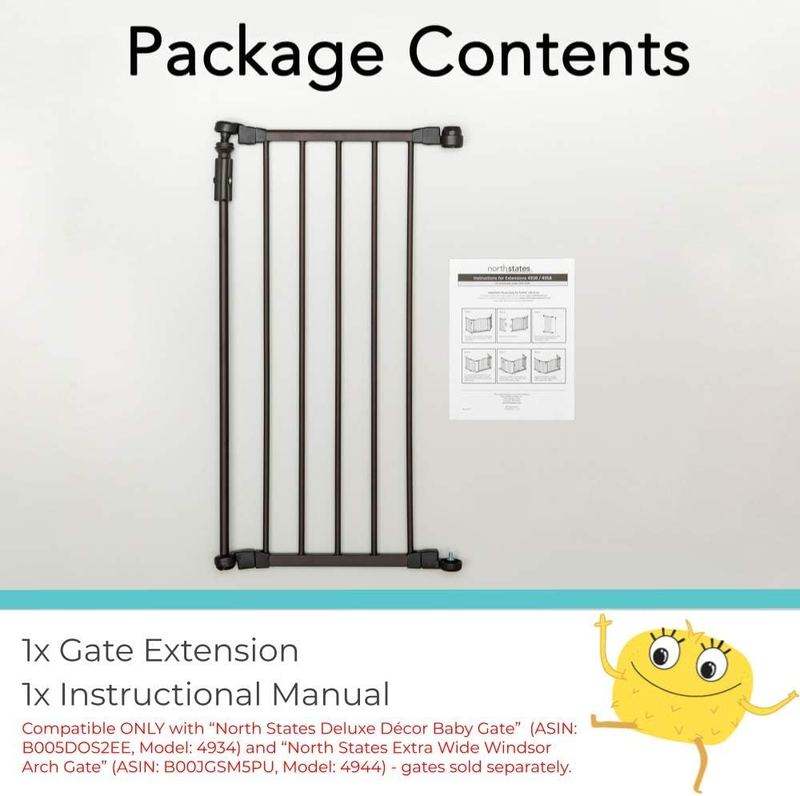 New Toddleroo by North States 6 - Bar Extension for Deluxe Decor Gate (Adds 15" Width, Matte Bronze) - Kidsy