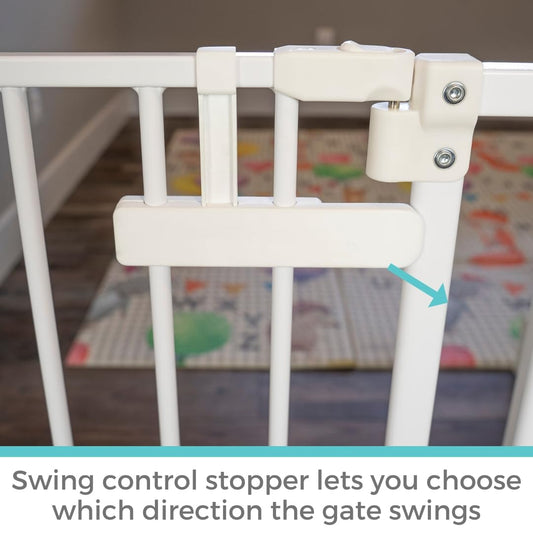 New Toddleroo by North States - StepSafe Auto Close Baby Gate: 29 to 38 Inches Wide - 30 Inches Tall (White) - Kidsy