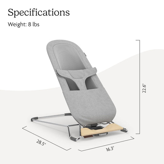 New UPPAbaby Mira Bouncer/Portable 2 - in - 1 Bouncer - Stella (Grey Mélange/Silver Chrome/Maple Wood) - Kidsy