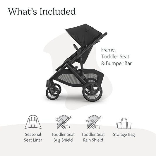 New UPPAbaby Vista V3 Stroller Jake (Charcoal/Carbon Frame/Black Leather) - Kidsy