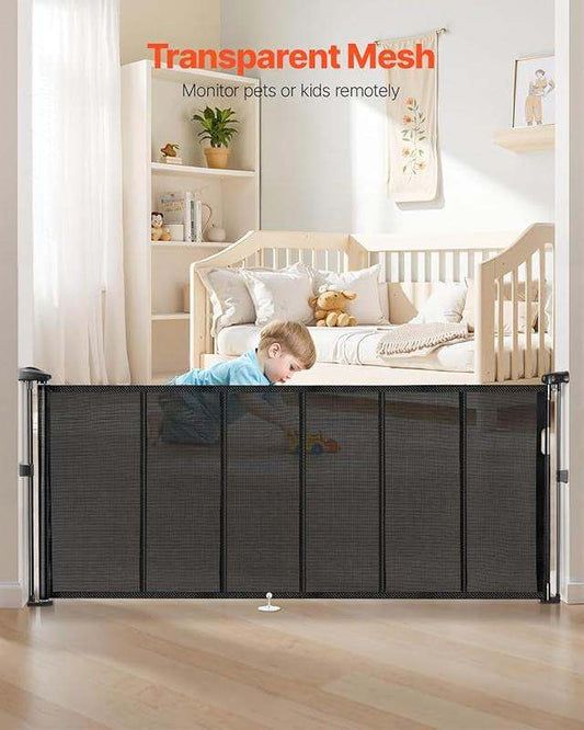 New VEVOR Retractable Baby Gate 34" x 71" (Black) - Kidsy