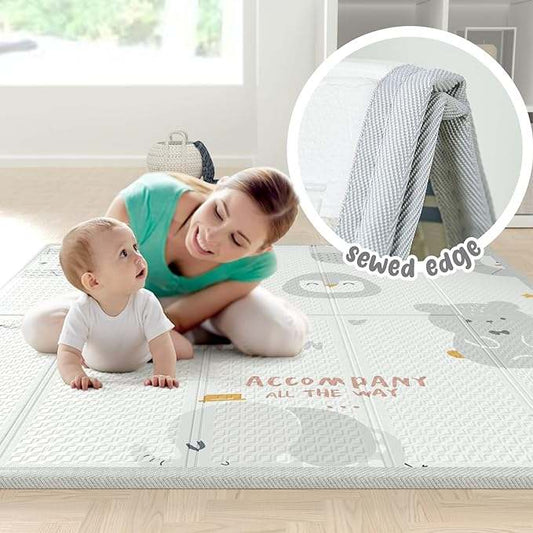 New ZEEBABA Baby Playpen with Mat 47"x47" (Grey) - Kidsy