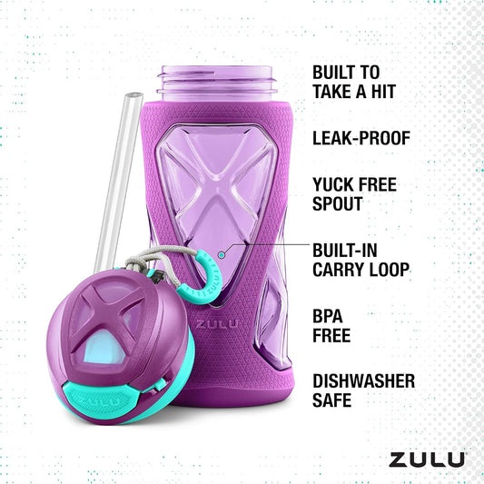 New Zulu Torque 16 Ounce Kids Water Bottle (Purple) - Kidsy