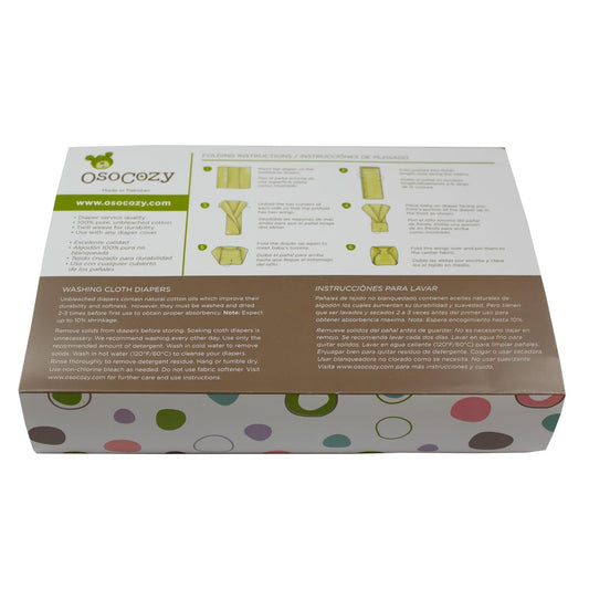OsoCozy Unbleached Prefold Cloth Baby Diapers, Size 2 (15 - 30 lbs.) 6 Pack - Kidsy