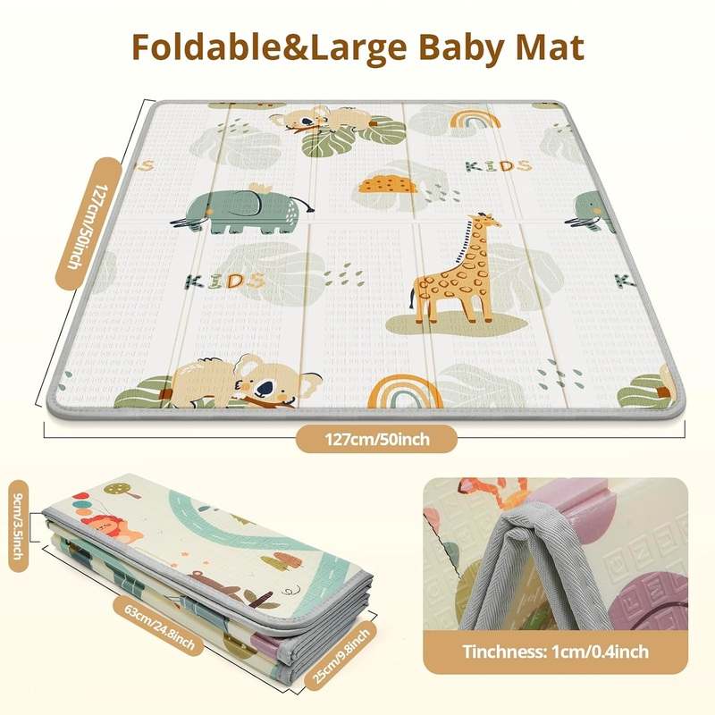 PIGLOG Foldable Waterproof Baby Play Mat 50"x50" (Giraffe) - Kidsy