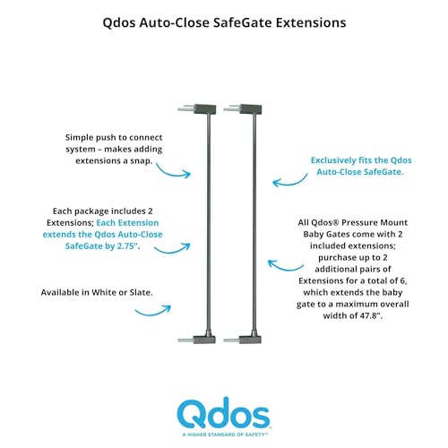 Qdos Auto - Close SafeGate Baby Gate Extensions - Set of 2 (Slate) - Kidsy