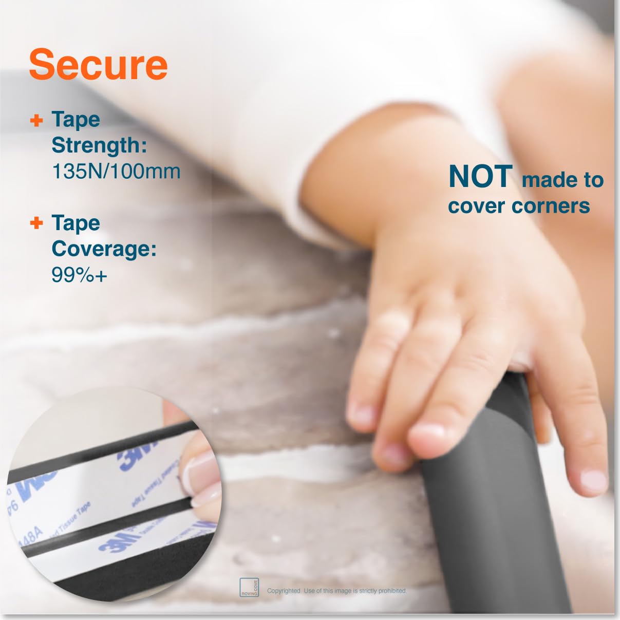 Roving Cove HeftyFit 6 - Foot Edge Protector for Baby Proofing (Onyx Black) - Kidsy