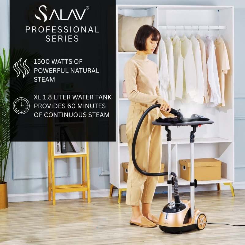 SALAV Professional Garment Steamer with Built - In Ironing Board (Gold) - Kidsy