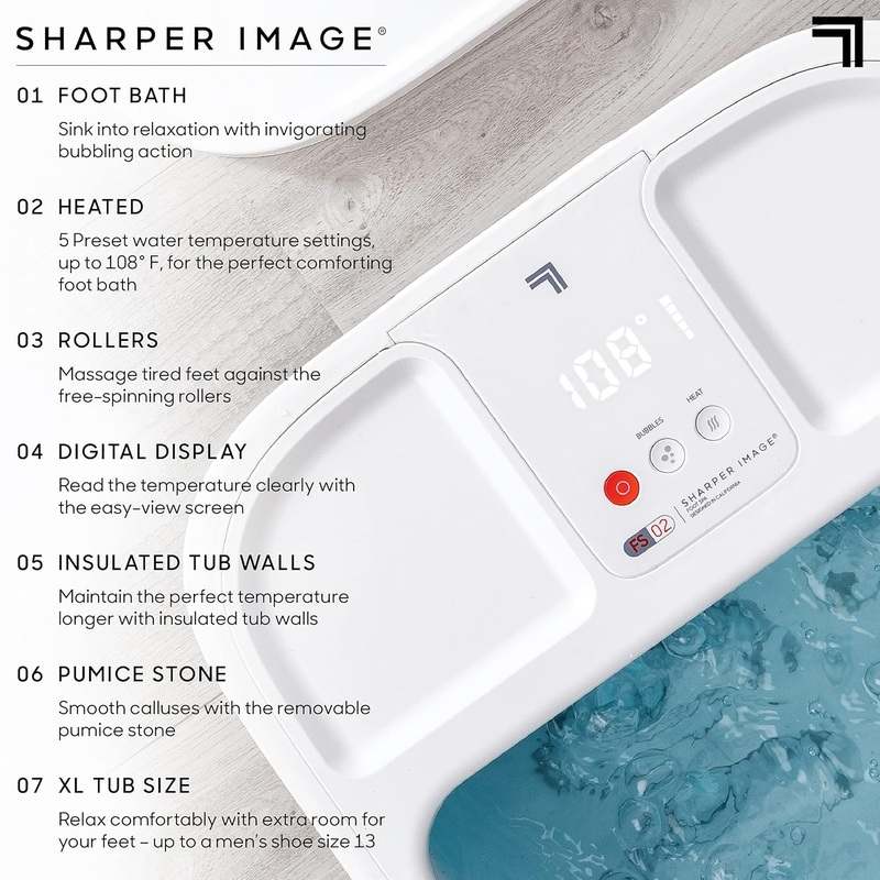 Sharper Image Heated Foot Bath Spa with Massage Rollers & LED Display - Kidsy