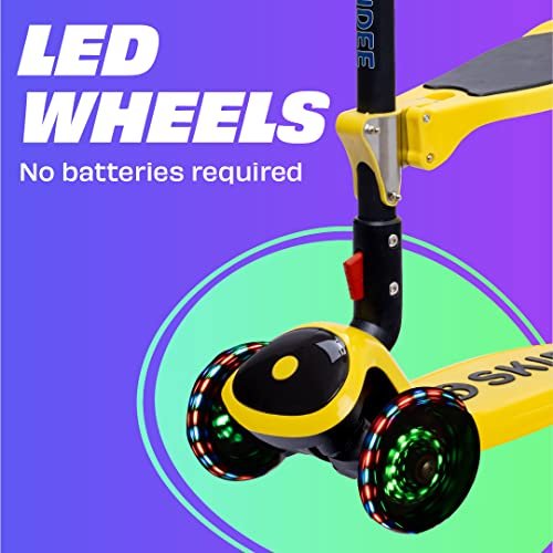 SKIDEE Kick Scooters for Kids Ages 3 - 5, Adjustable Height Foldable Scooter with Removable Seat (Yellow) - Kidsy