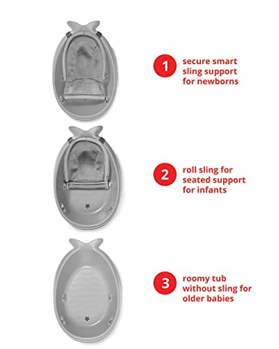 Skip Hop Baby Bath Tub, 3 - Stage Smart Sling Tub (Moby, Grey) - Kidsy