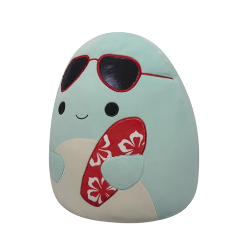 Squishmallows Original 14 - Inch Perry Teal Dolphin with Red Surfboard - Kidsy