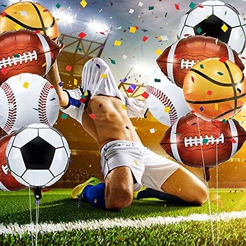 Sumind 20 Pieces Sports Foil Balloon Set Baseball Football Basketball Soccer Sports Game Party Decorations - Kidsy