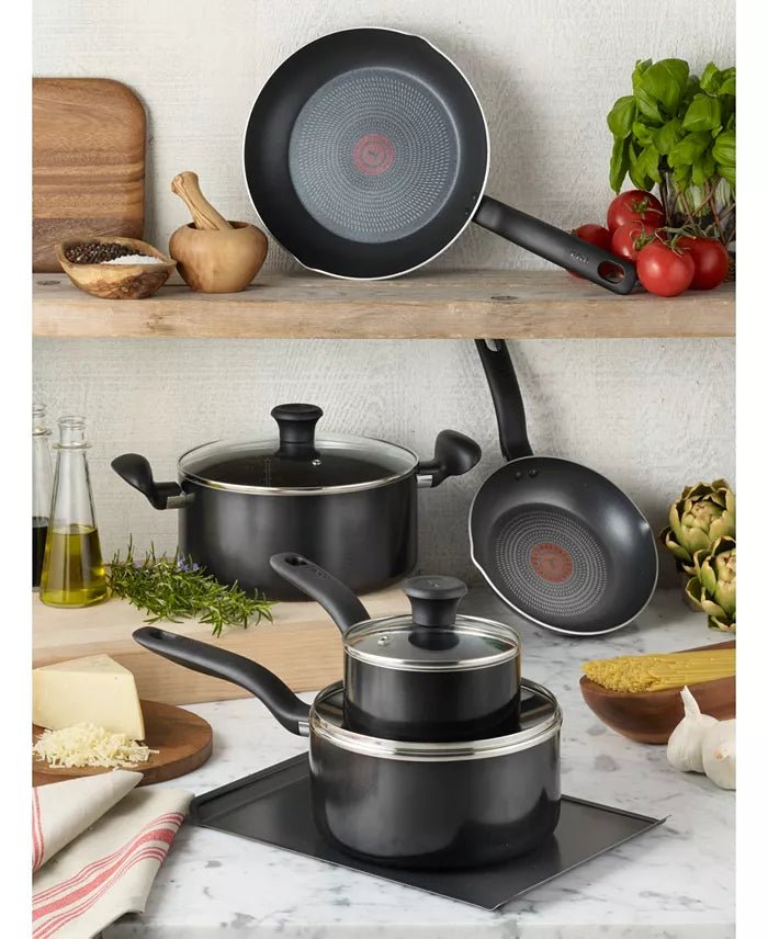 T - Fal Culinaire 16 - Piece Nonstick Aluminum Cookware Set (Black) - Kidsy