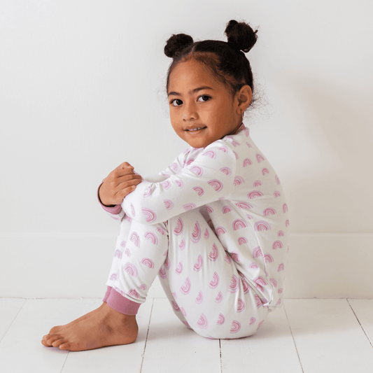 Toddler/Kids Bamboo Pajamas - Pink Rainbow - Kidsy