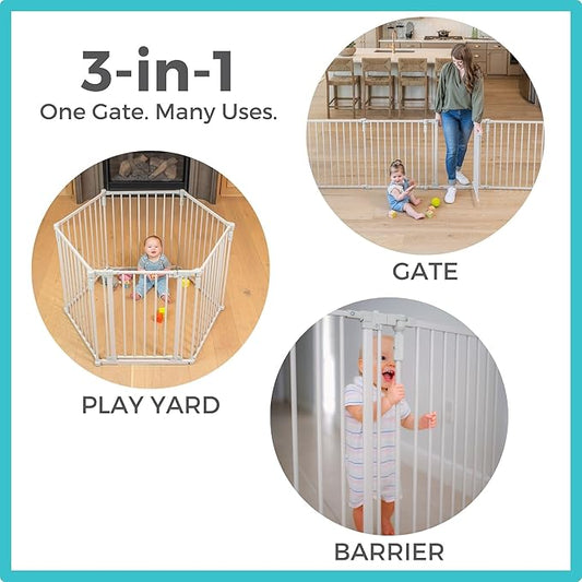 Toddleroo by North States 3 - in - 1 Metal Superyard 6 Panel 10 Sq Ft (Taupe) - Kidsy