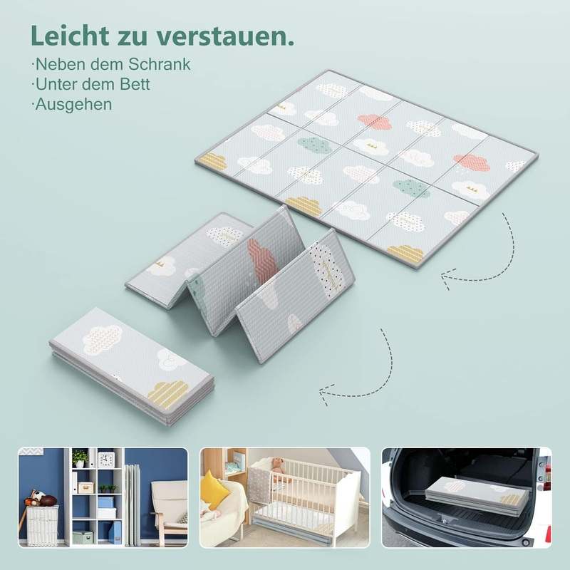 UANLAUO Foldable Baby Play Mat (Cloud | 71x59x0.4inch) - Kidsy