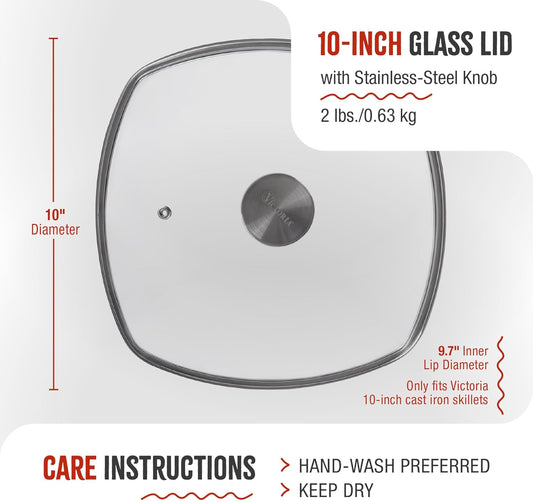 Victoria Glass Lid with Stainless Steel Knob for 10" Grill Pan - Kidsy