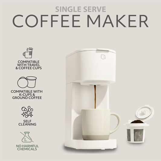 WILLOW K - Cup Coffee Maker, Single Serve Coffee Maker (White) - Kidsy