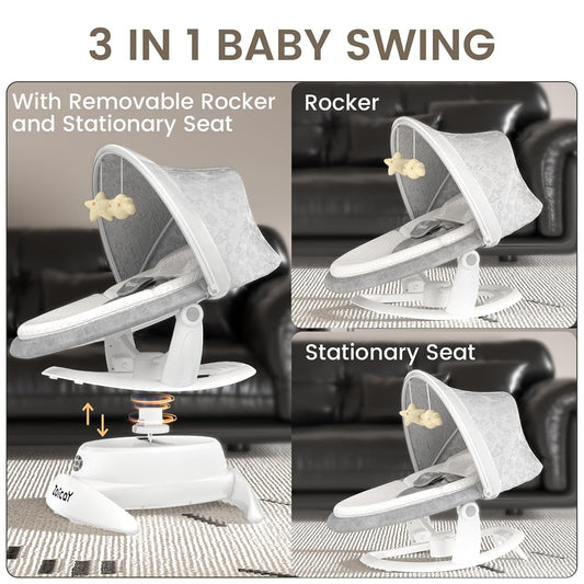 zoicay 3 - in - 1 Baby Swing for Infants with Motion Detection (White) - Kidsy