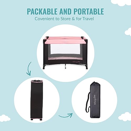 Dream On Me Nest Portable Playard with Carry Bag (Pink) - Kidsy