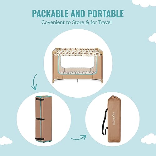 Dream On Me Zodiak Portable Playard (Coffee and Blue) - Kidsy
