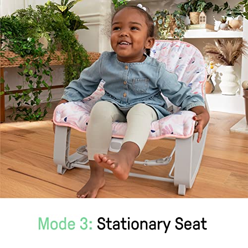 Ingenuity Keep Cozy 3 - in - 1 Bounce & Rock Seat (Pink Burst) - Kidsy