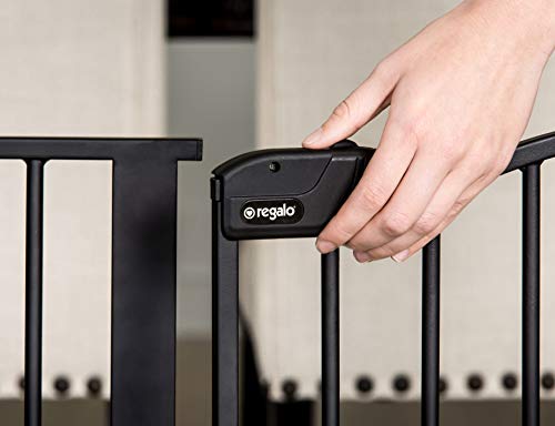 New Regalo Deluxe Widespan Safety Gate 74.5"x28" (Black) - Kidsy