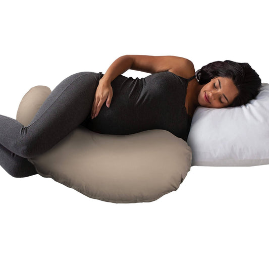 New Cuddle Pregnancy Pillow with 100% Organic Cotton Removable Cover (Biscuit)