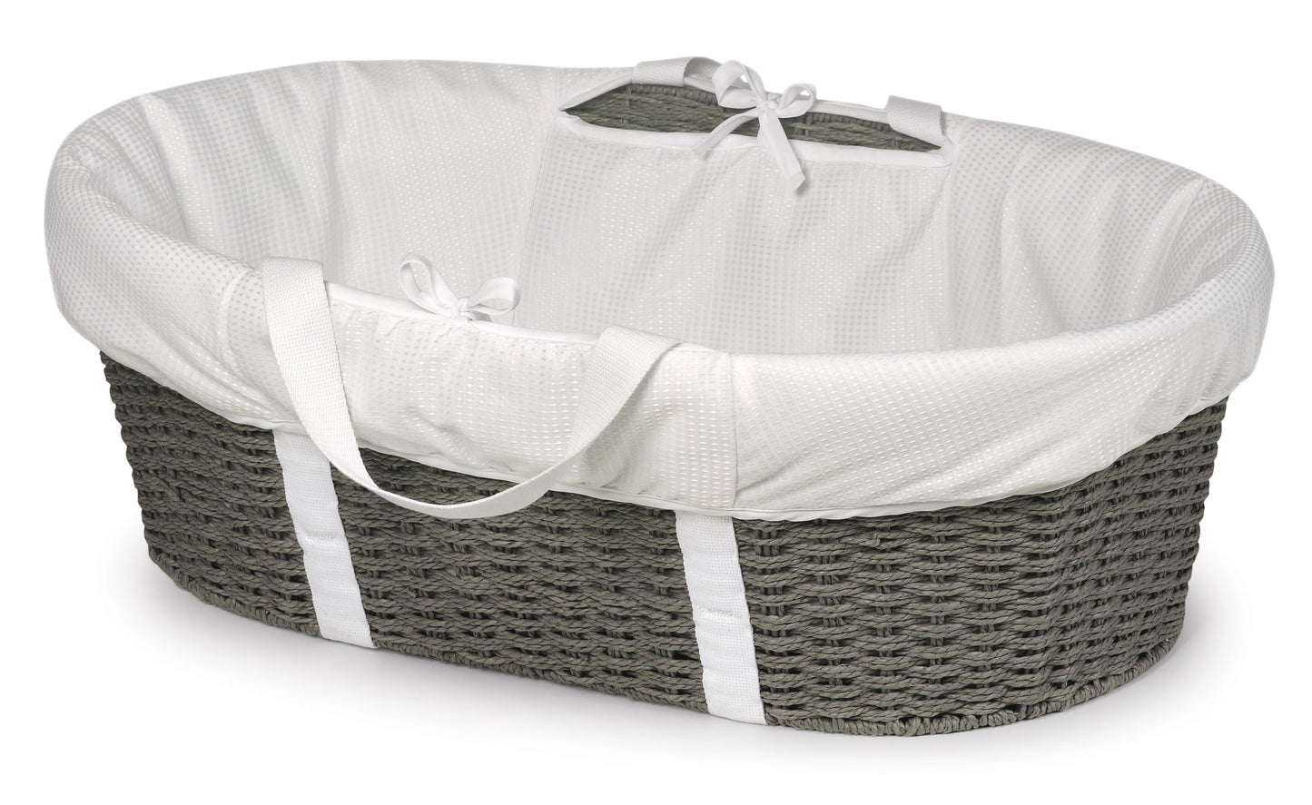 Badger Basket Wicker-Look Woven Baby Moses Changing Basket (Gray/White)