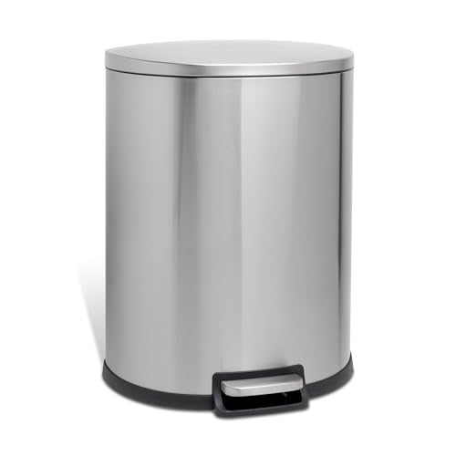 New QUALIAZERO 50L Stainless Steel Step-on Trashcan with Soft Close Lid (D Shape)