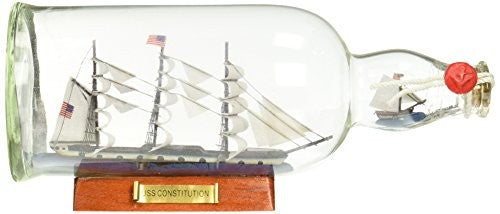 Hampton Nautical USS Constitution Model Ship in a Glass Bottle (11", Brown)