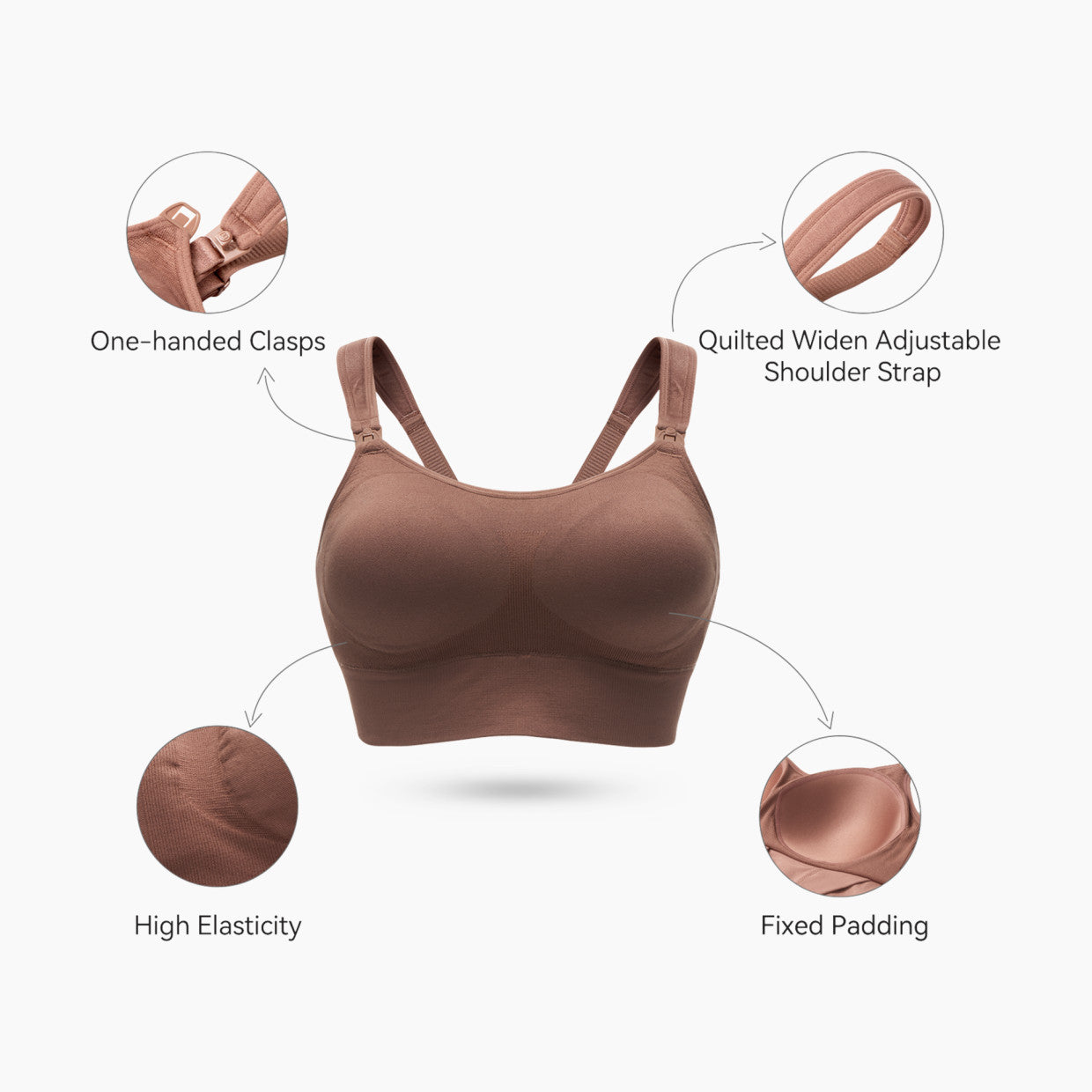 Momcozy All-in-One Super Flexible Pumping Bra (S) (Chocolate)