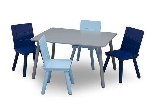 New Delta Children Color Block Table & 4 Chair Set (Grey/Blue)