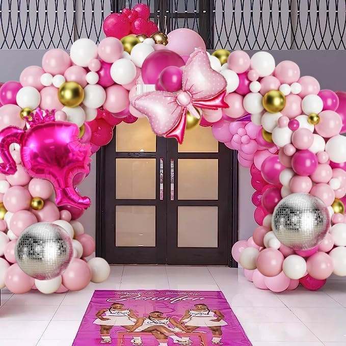 146pcs Balloon Garland Party Decoration Crown Princess Princess Party Decoration (Pink) - Kidsy