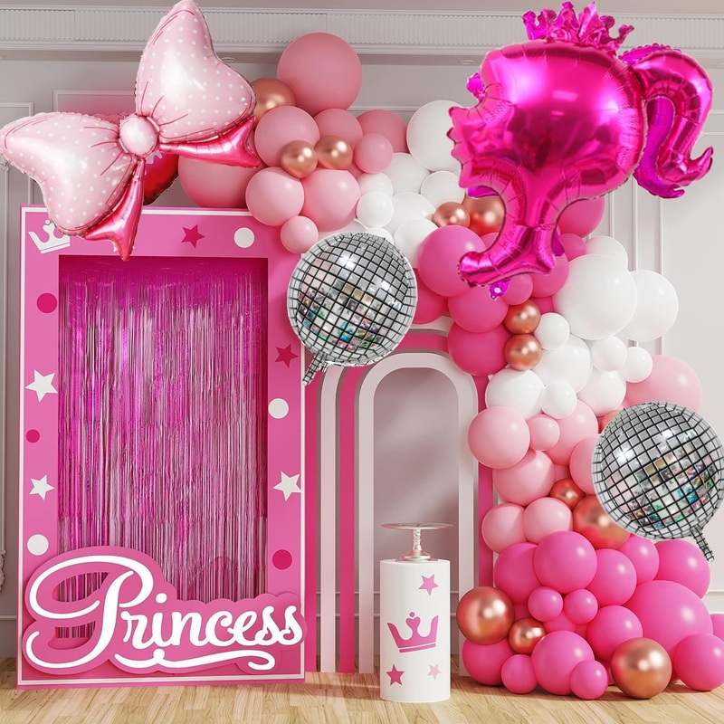 146pcs Balloon Garland Party Decoration Crown Princess Princess Party Decoration (Pink) - Kidsy