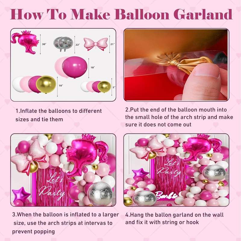 146pcs Balloon Garland Party Decoration Crown Princess Princess Party Decoration (Pink) - Kidsy