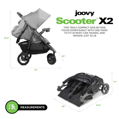 Joovy Scooter X2 Side-by-Side Double Stroller (Charcoal)